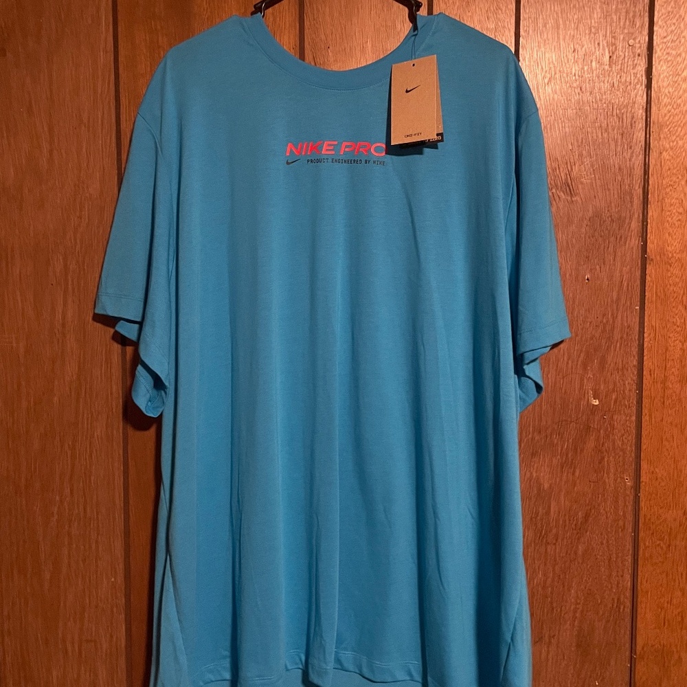 NEW NIKE DRI-FIT BLUE NIKE PRO LOGO TRAINING TEE SHIRT Men’s SIZE 3XL NWT'S